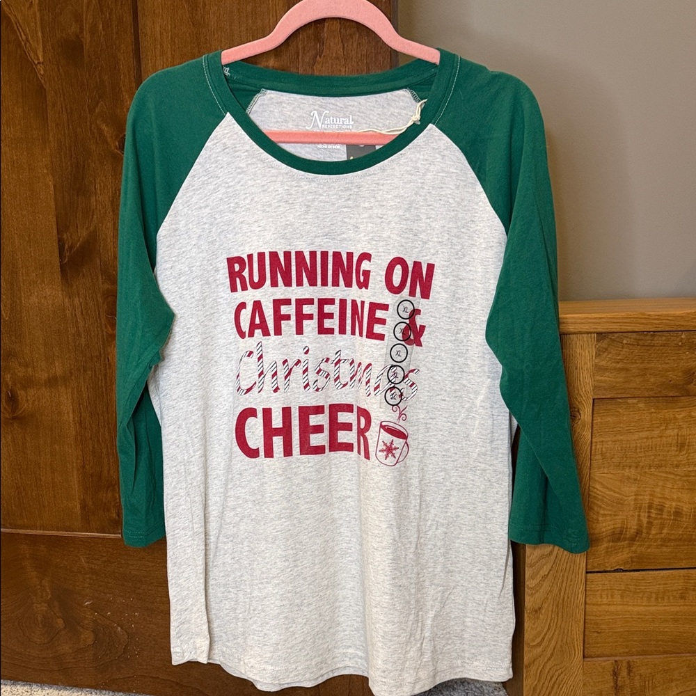 Christmas Cheer 3/4 length Sleeved Graphic Raglan Tee